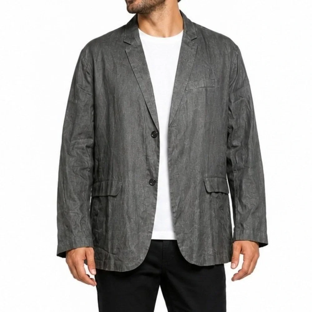 Five Four Senwood Blazer Mens 2XL Black Linen Lightweight Sport Coat Breathable